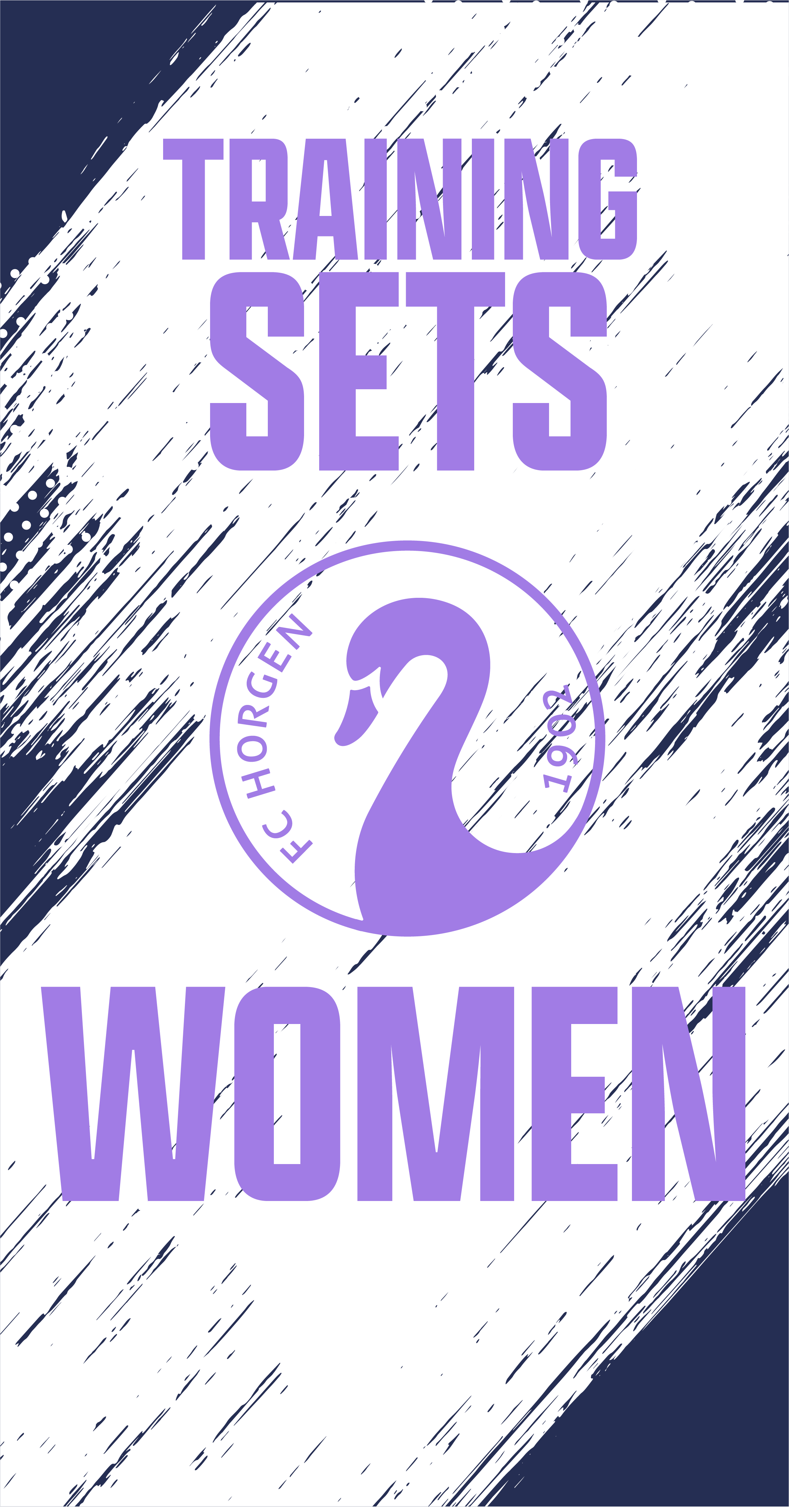 Grafische Darstellung des FC Horgen Logos mit Schwan und Text 'Training Sets Women'