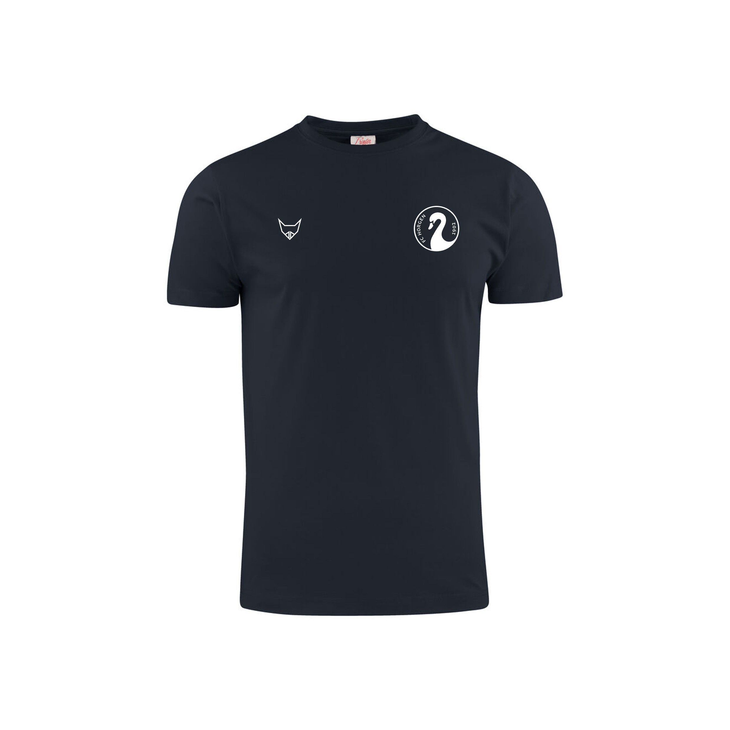 Schwarz T-Shirt mit rundem Schwanen Logo