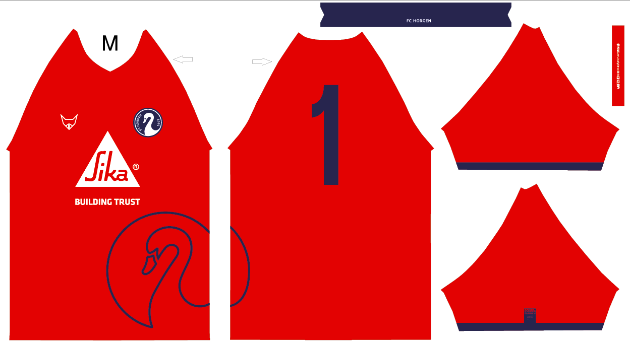Design vo de FC Horgen Dress in rot mit Sika Sponsoring