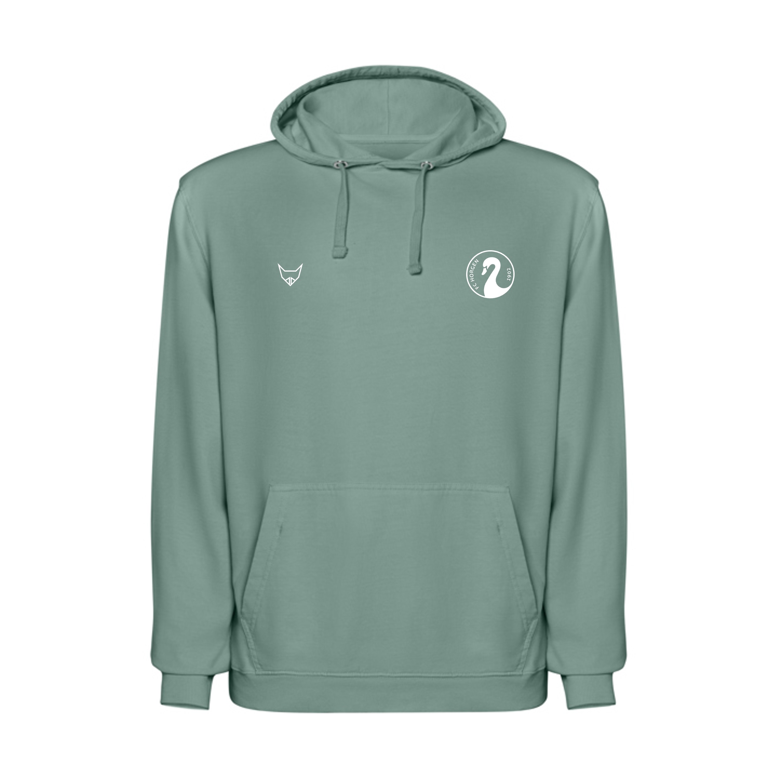 Hoodie i mintgrüen mit Logo uf dr Brust
