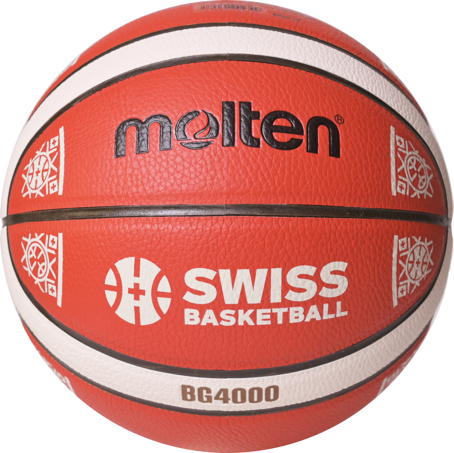 Rot-weißer Molten Basketball mit Swiss Basketball Logo, Modell BG4000