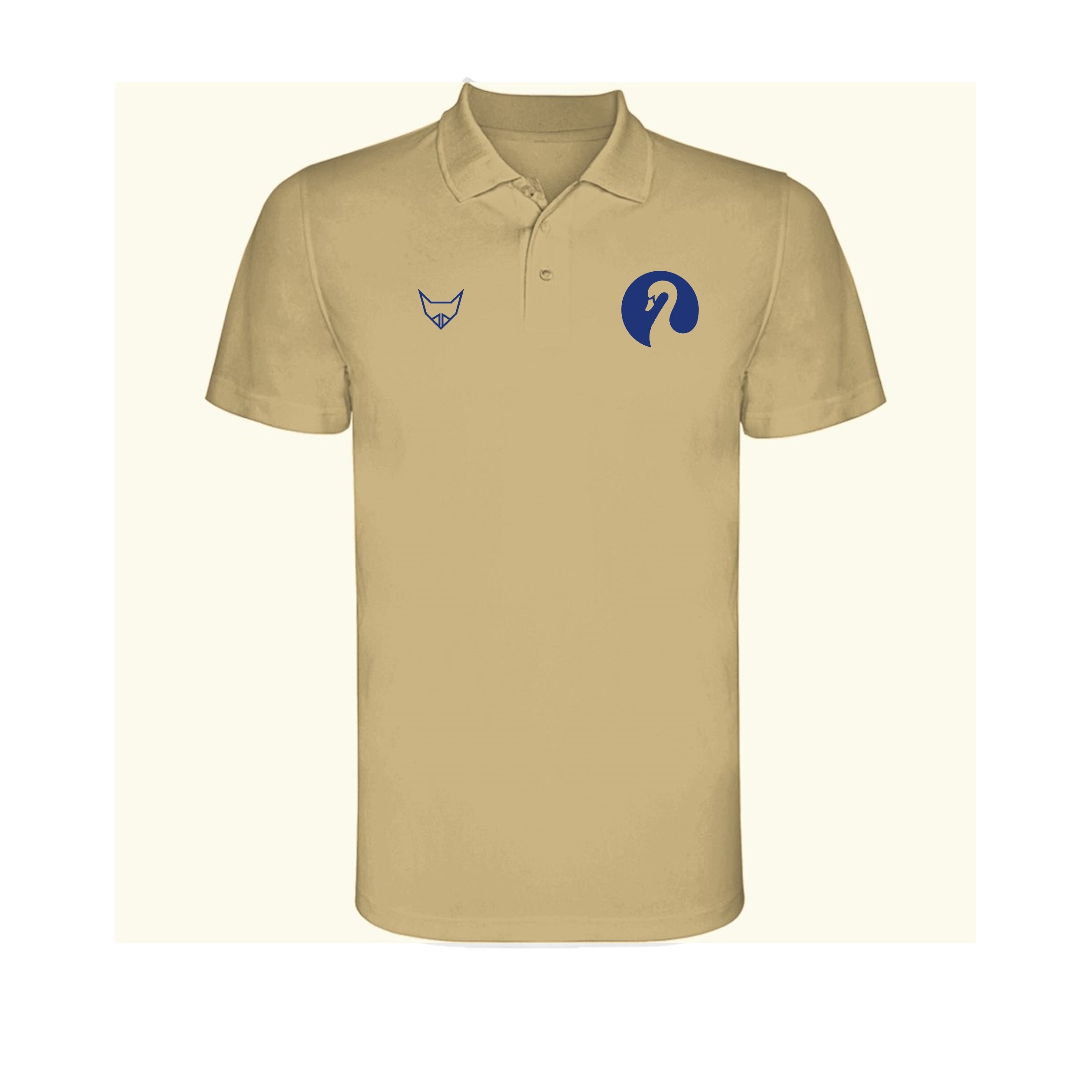 Beiges Herren Polohemd mit blauem Logo auf der Brust