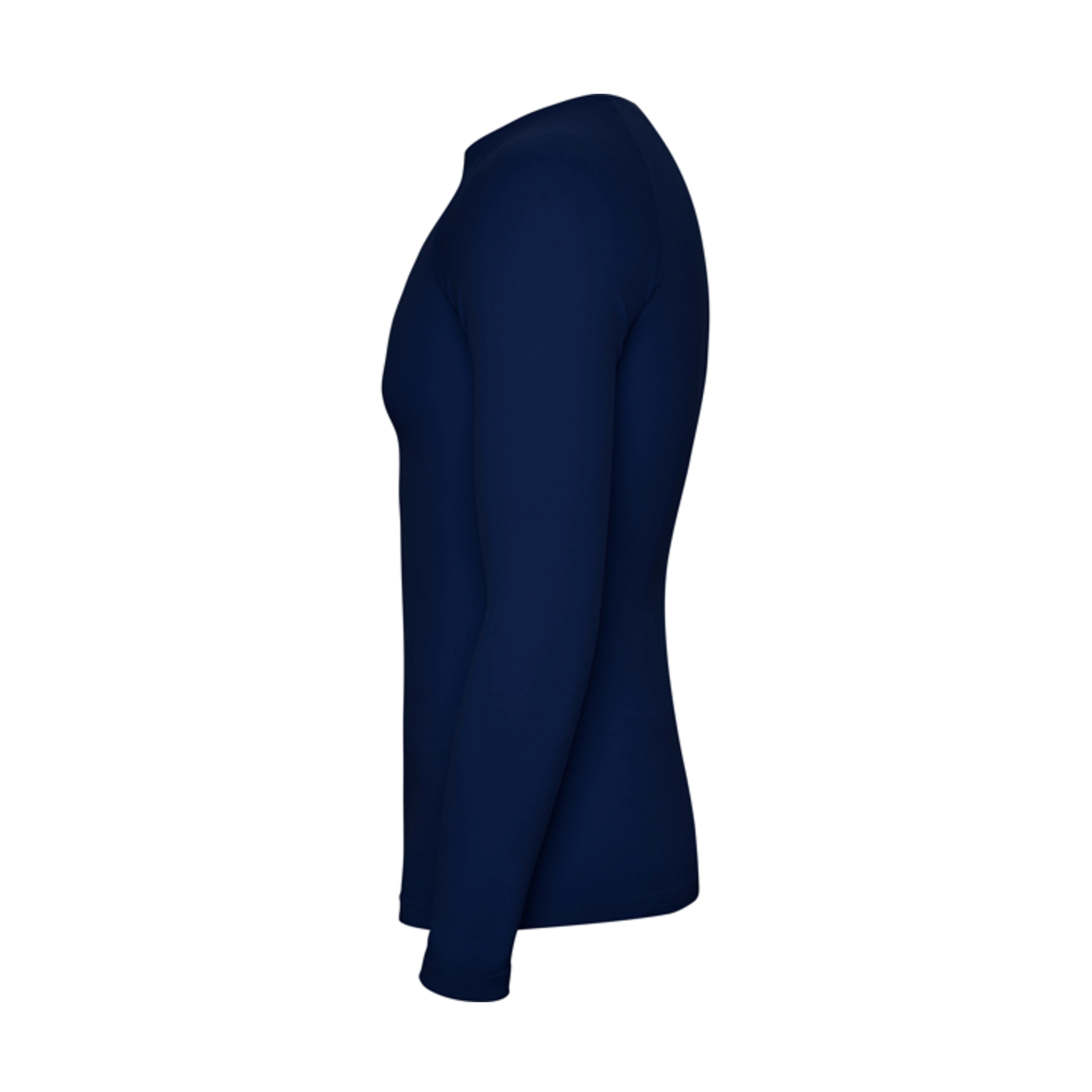 Seitenansicht eines dunkelblauen Langarmshirts, ideal für kühle Tage
